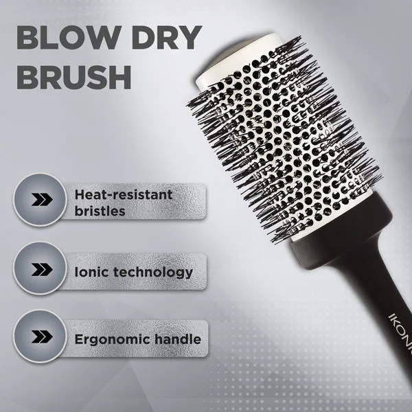 Ikonic Professional Ceramic Blow Dry Hair Brush 52mm BDB-52 | Ionic Ceramic Round Hair Brush | Anti-Frizz Blowout Brush for Volume, Shine & Salon Styling