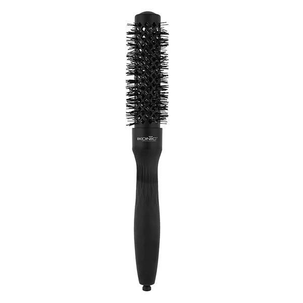 Ikonic Professional Ebony Thermal Round Brush TRB-25 | Ionic Ceramic Hair Brush for Blow Dry, Volume, Smooth Styling, Anti-Frizz, Salon Professional