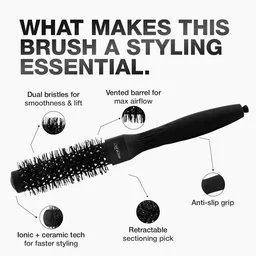 Ikonic Professional Ebony Thermal Round Brush TRB-25 | Ionic Ceramic Hair Brush for Blow Dry, Volume, Smooth Styling, Anti-Frizz, Salon Professional