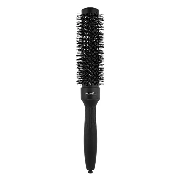 Ikonic Professional Ebony Thermal Round Brush TRB-32 | 32mm Ionic Ceramic Round Hair Brush for Blow Dry, Volume, Smooth Styling & Salon Finish