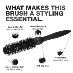 Ikonic Professional Ebony Thermal Round Brush TRB-32 | 32mm Ionic Ceramic Round Hair Brush for Blow Dry, Volume, Smooth Styling & Salon Finish