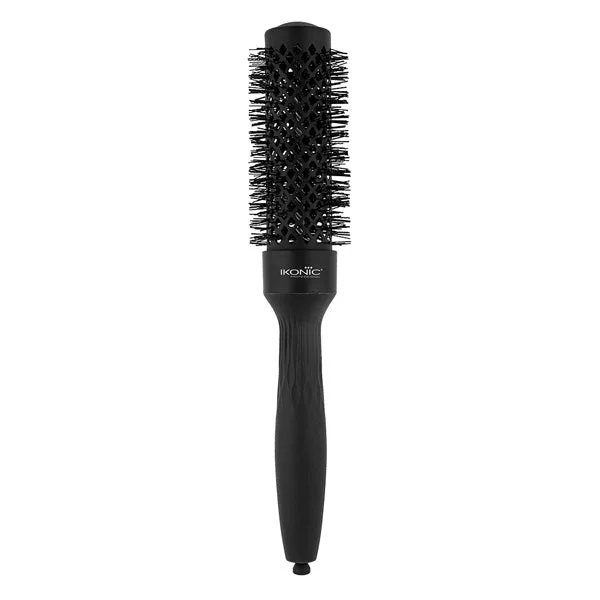 Ikonic Professional Ebony Thermal Round Brush TRB-43 | 43mm Ionic Ceramic Round Hair Brush for Blow Dry, Volume, Smooth Styling & Salon Finish