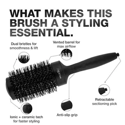 Ikonic Professional Ebony Thermal Round Brush TRB-53 | 53mm Ionic Ceramic Round Hair Brush for Blow Dry, Volume, Smooth Styling & Salon Finish