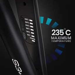 Ikonic S3+ Hair Straightener, Black & Red With Adjustable Temparature Control, Professional Ceramic Floating Plates, Instat Heat Up and Easy To Use