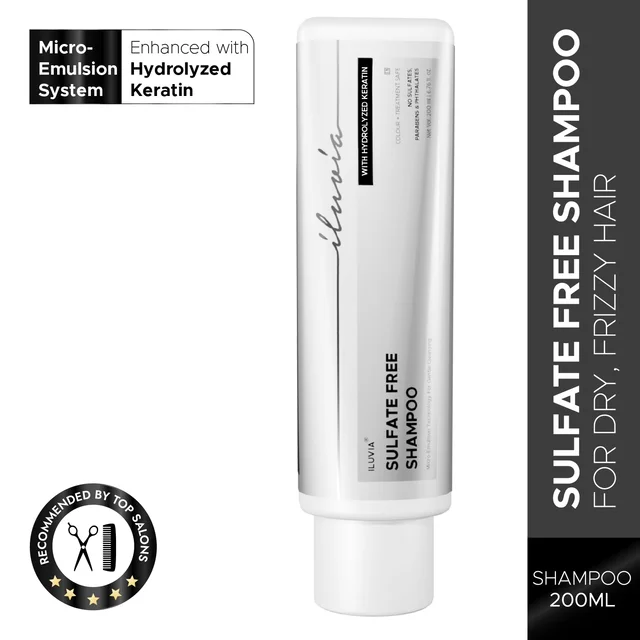 Iluvia Professional Sulphate-Free Shampoo 200ml | Professional Hair Shampoo for Frizzy & Dry Hair | Micro Emulsion Formula for Smooth, Strong & Healthy Hair