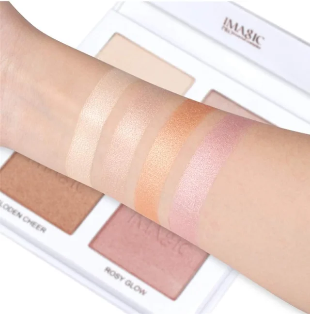 Cosluxe Imagic Professional Imagic CosluxeProfessional 4 Color Highlighter Makeup Palette 18g | Multicolor Glow Highlighter | Smooth Blendable Illuminator | Face Highlight & Contour Makeup