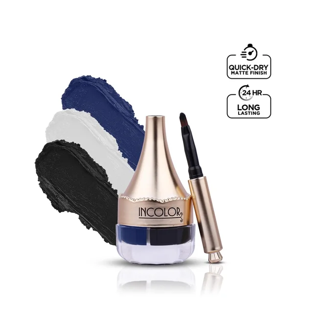 Incolor 3 in 1 Super Eyeliner EY193 with Black, Blue, White | Waterproof Multi-Color Eyeliner Pencil | Smooth Glide | Long Lasting Eye Makeup