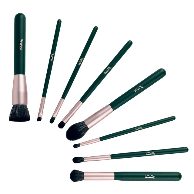 Incolor 8?Piece Makeup Brush Set | Powder, Foundation, Eyeshadow, Angled Liner, Concealer, Highlighter, Pencil & Blending Face Brushes | Soft, Durable Bristles