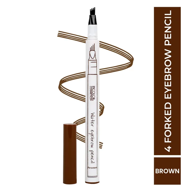 Incolor EY083 4 Forked Long Lasting Eyebrow Pencil Brown with Precision Micro-Fork Tip | Smudge-Proof & Natural Hair-Like Finish | Easy Brow Definer