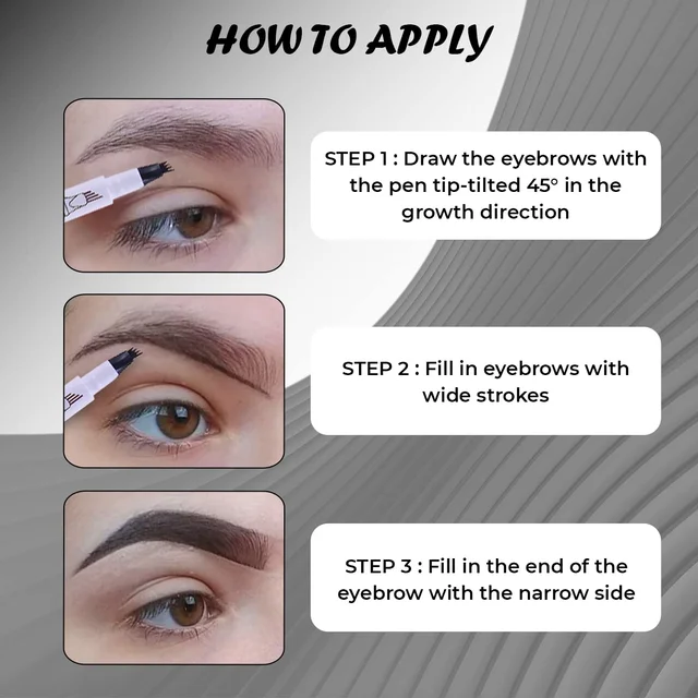 Incolor EY083 4 Forked Long Lasting Eyebrow Pencil Black with Precision Micro-Fork Tip | Smudge-Proof & Natural Hair-Like Finish | Easy Brow Definer