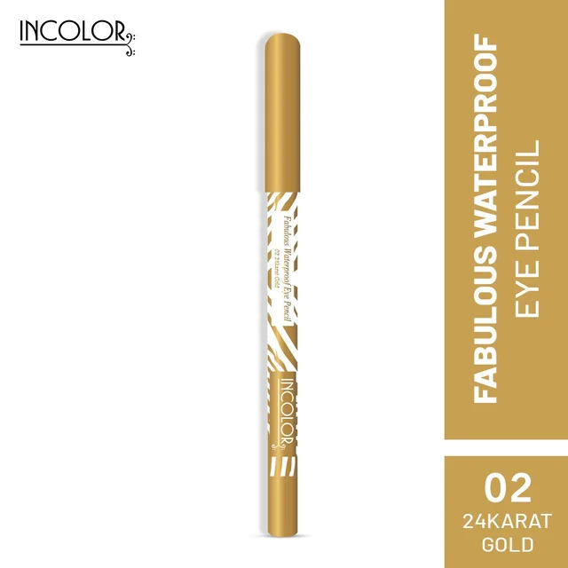 Incolor Fabulous Eye Pencil EP-185 Shade 02 24 Karat Gold | Waterproof Metallic Gold Eyeliner Pencil | Smooth Glide | Long Lasting Eye Makeup