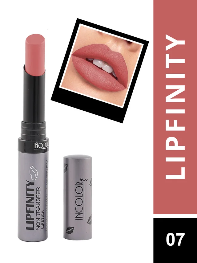Incolor Lipfinity Non-Transfer Lipstick Shade 07 | Intense Matte Finish | Long-Lasting Wear | Smudge-Proof & Lightweight Texture | Hydrating Formula & Travel-Friendly Size