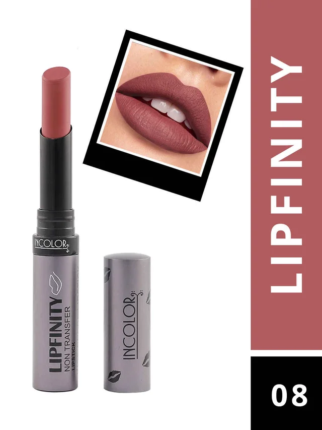 Incolor Lipfinity Non-Transfer Lipstick Shade 08 | Intense Matte Finish | Long-Lasting Wear | Smudge-Proof & Lightweight Texture | Hydrating Formula & Travel-Friendly Size