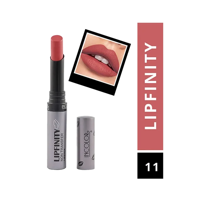Incolor Lipfinity Non-Transfer Lipstick Shade 11 | Intense Matte Finish | Long-Lasting Wear | Smudge-Proof & Lightweight Texture | Hydrating Formula & Travel-Friendly Size