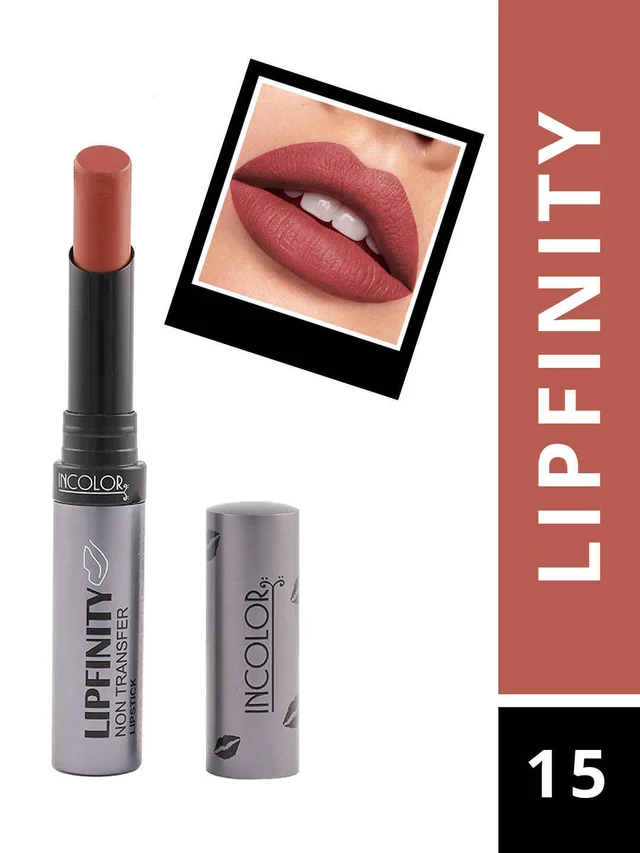 Incolor Lipfinity Non-Transfer Lipstick Shade 15 | Intense Matte Finish | Long-Lasting Wear | Smudge-Proof & Lightweight Texture | Hydrating Formula & Travel-Friendly Size