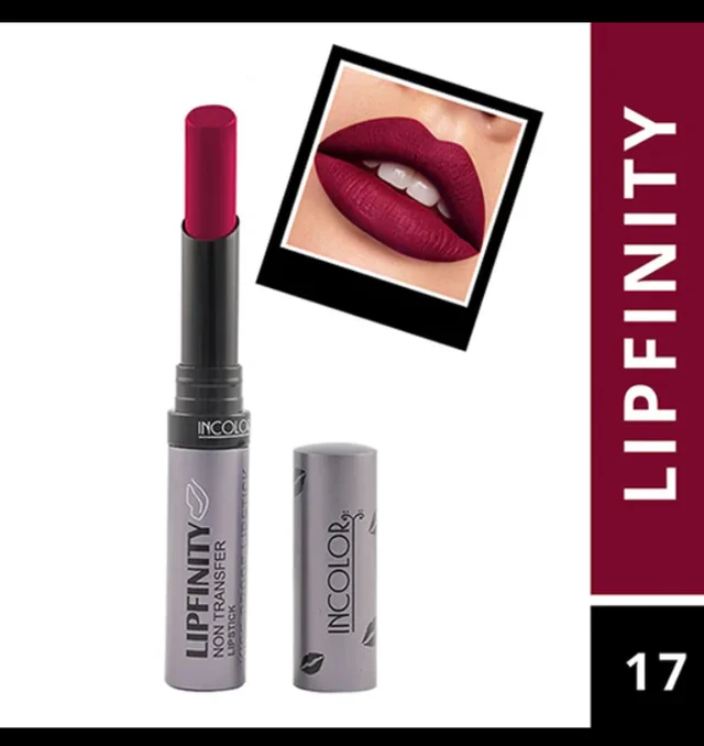 Incolor Lipfinity Non-Transfer Lipstick Shade 17 | Intense Matte Finish | Long-Lasting Wear | Smudge-Proof & Lightweight Texture | Hydrating Formula & Travel-Friendly Size