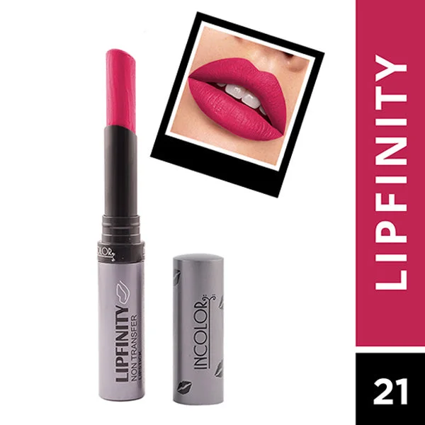 Incolor Lipfinity Non-Transfer Lipstick Shade 21 | Intense Matte Finish | Long-Lasting Wear | Smudge-Proof & Lightweight Texture | Hydrating Formula & Travel-Friendly Size