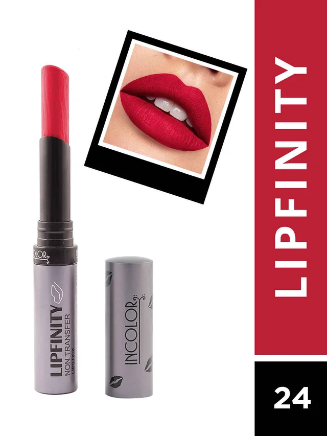 Incolor Lipfinity Non-Transfer Lipstick Shade 24 | Intense Matte Finish | Long-Lasting Wear | Smudge-Proof & Lightweight Texture | Hydrating Formula & Travel-Friendly Size