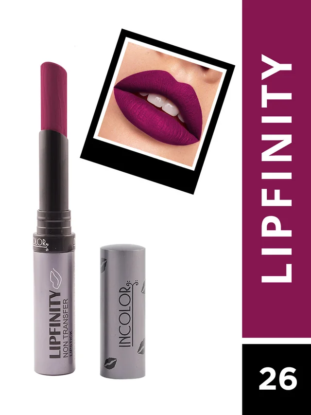 Incolor Lipfinity Non-Transfer Lipstick Shade 26 | Intense Matte Finish | Long-Lasting Wear | Smudge-Proof & Lightweight Texture | Hydrating Formula & Travel-Friendly Size