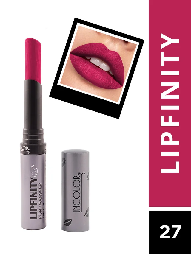 Incolor Lipfinity Non-Transfer Lipstick Shade 27 | Intense Matte Finish | Long-Lasting Wear | Smudge-Proof & Lightweight Texture | Hydrating Formula & Travel-Friendly Size