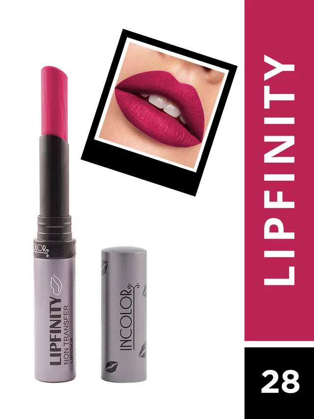Incolor Lipfinity Non-Transfer Lipstick Shade 28 | Intense Matte Finish | Long-Lasting Wear | Smudge-Proof & Lightweight Texture | Hydrating Formula & Travel-Friendly Size