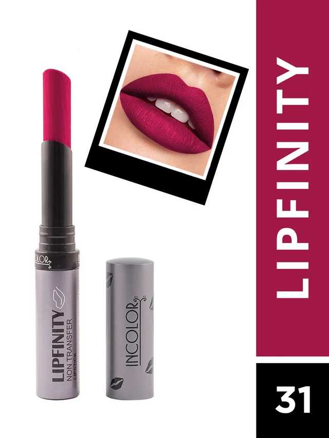 Incolor Lipfinity Non-Transfer Lipstick Shade 31 | Intense Matte Finish | Long-Lasting Wear | Smudge-Proof & Lightweight Texture | Hydrating Formula & Travel-Friendly Size