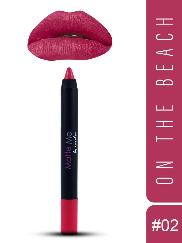Incolor Matte Me Crayon Pencil Lipstick 02 On the Beach | Rich Matte Finish & Creamy Texture | Long-Lasting & Lightweight Lip Crayon for Smooth & Bold Everyday Looks