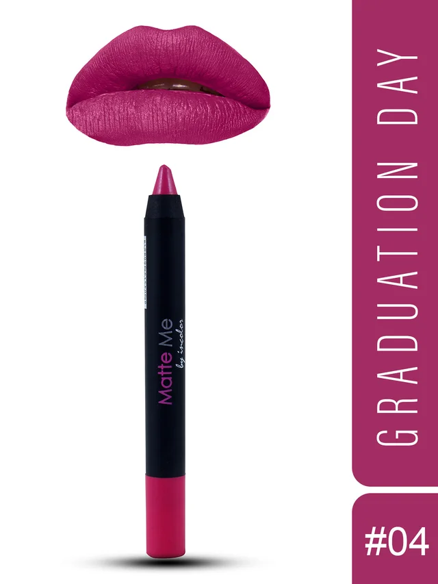 Incolor Matte Me Crayon Pencil Lipstick 04 Graduation Day | Bold Matte Lip Crayon & Smooth Texture | Long-Lasting Wear & Precise Application | Lightweight Everyday Essential