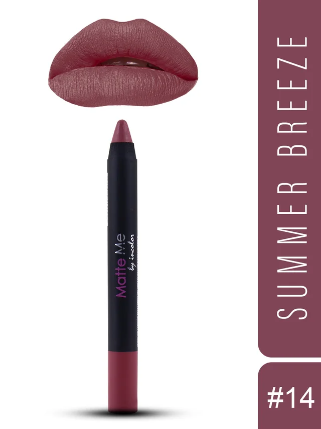 Incolor Matte Me Crayon Pencil Lipstick 14 Summer Breeze| Bold Matte Finish & Creamy Application | Long-Lasting Color & Lightweight Texture | Precise & Travel-Friendly Crayon