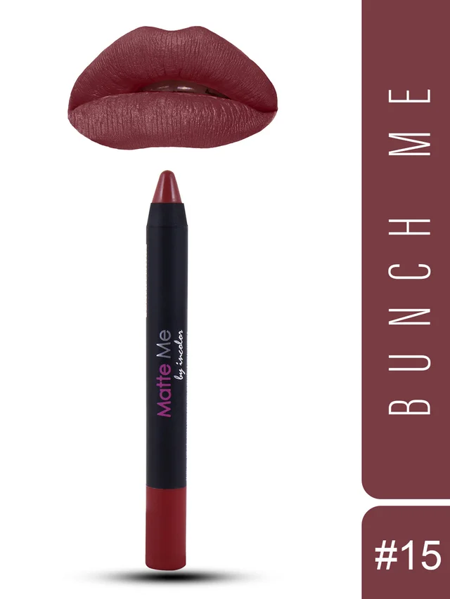 Incolor Matte Me Crayon Pencil Lipstick 15 Bunch Me| Luxurious Matte Finish & Creamy Texture | Long-Lasting Wear & Precise Crayon Design | Lightweight Formula for All-Day Comfort