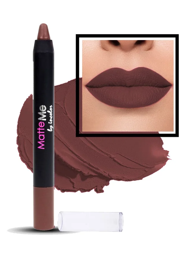 Incolor Matte Me Crayon Pencil Lipstick 22 Coffee Bean| Rich Matte Finish & Creamy Texture | Long-Lasting Wear & Precise Crayon Design | Lightweight Formula for All-Day Comfort