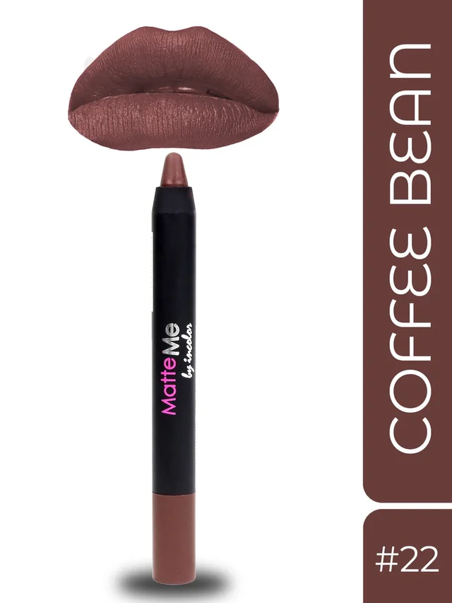 Incolor Matte Me Crayon Pencil Lipstick 22 Coffee Bean| Rich Matte Finish & Creamy Texture | Long-Lasting Wear & Precise Crayon Design | Lightweight Formula for All-Day Comfort