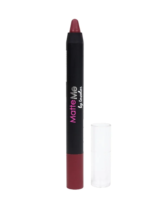 Incolor Matte Me Crayon Pencil Lipstick 23 Ash Red | Intense Matte Finish & Creamy Texture | Long-Lasting Wear & Precise Crayon Design | Lightweight Formula for All-Day Comfort
