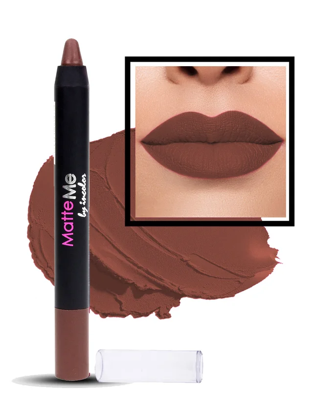 Incolor Matte Me Crayon Pencil Lipstick 24 Nude Brown | Natural Matte Finish & Creamy Texture | Long-Lasting Wear & Precise Crayon Design | Lightweight Formula for All-Day Comfort