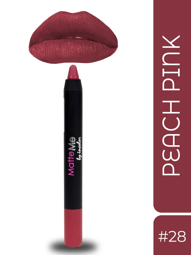 Incolor Matte Me Crayon Pencil Lipstick 28 Peach Pink | Soft Matte Finish & Creamy Texture | Long-Lasting Wear & Precise Crayon Design | Lightweight Formula for All-Day Comfort