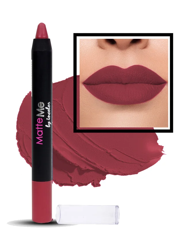 Incolor Matte Me Crayon Pencil Lipstick 28 Peach Pink | Soft Matte Finish & Creamy Texture | Long-Lasting Wear & Precise Crayon Design | Lightweight Formula for All-Day Comfort