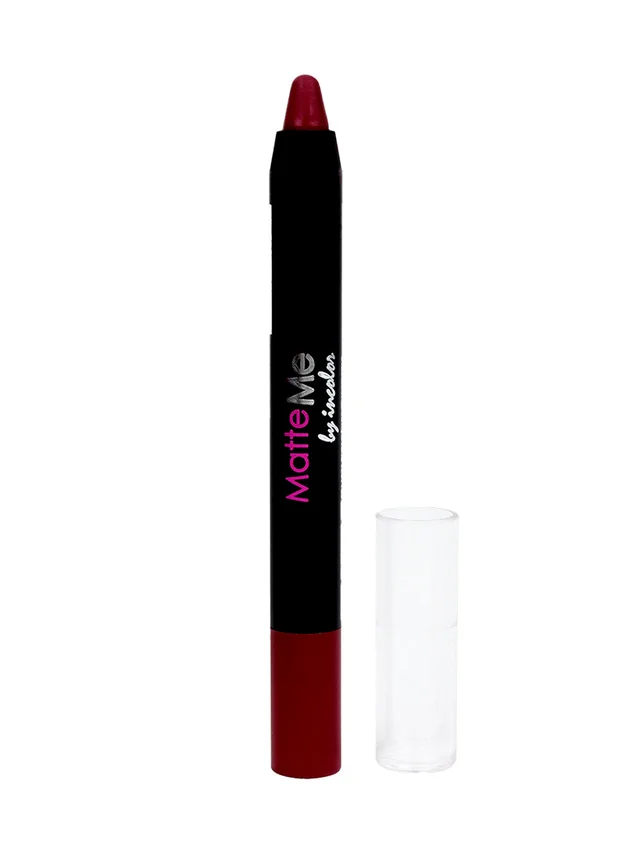 Incolor Matte Me Crayon Pencil Lipstick 30 Bloody Maroon | Deep Maroon Matte Finish & Creamy Texture | Full Coverage, Long-Lasting Wear & Precise Crayon Design | Lightweight Formula for All-Day Comfort