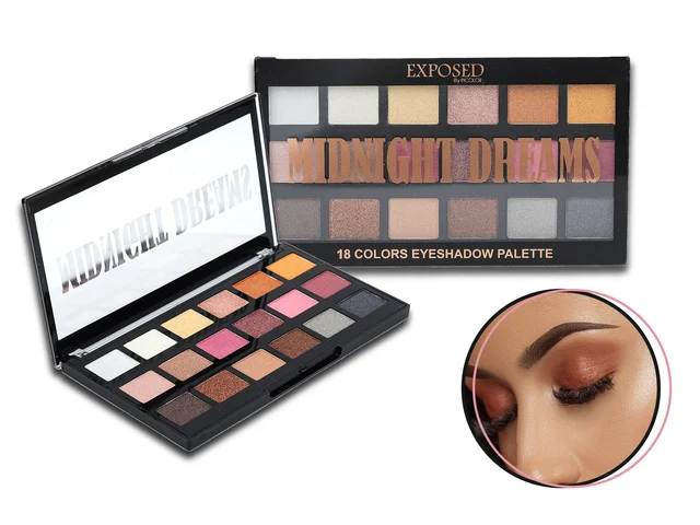 Incolor Midnight Dreams 18 in 1 Color Eyeshadow Palette 25g, Shade 02 | Waterproof Eye Makeup | Matte & Glitter Finish | Multicolor Palette