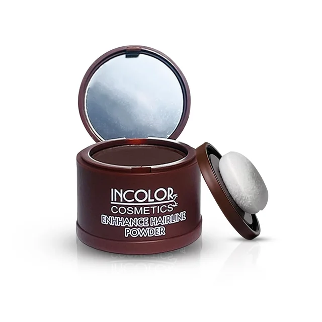 Incolor Root Touch Up Hair Powder Beard Line Dark Brown | Hairline & Beard Filler | Root Cover Up Stick | For Thinning Hair, Bald Spots & Eyebrows