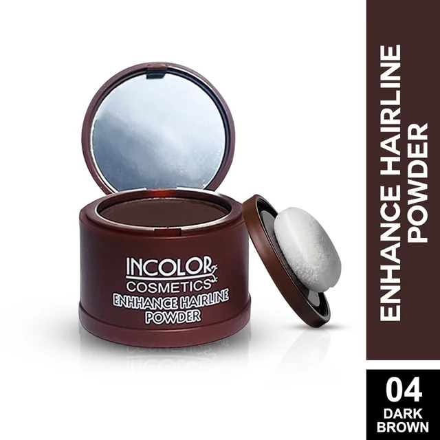 Incolor Root Touch Up Hair Powder Beard Line Dark Brown | Hairline & Beard Filler | Root Cover Up Stick | For Thinning Hair, Bald Spots & Eyebrows