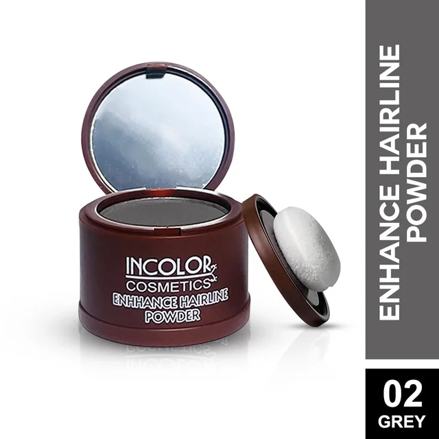 Incolor Root Touch Up Hair Powder Beard Line Grey | Hairline & Beard Filler | Root Cover Up Stick | For Thinning Hair, Bald Spots & Eyebrows