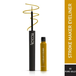 Incolor Stroke Maker Eyeliner Shade 03 Pure Gold | Intense Matte Finish | Quick Dry & 24HR Long Lasting | Waterproof & Smudgeproof | Fine Tip Precision