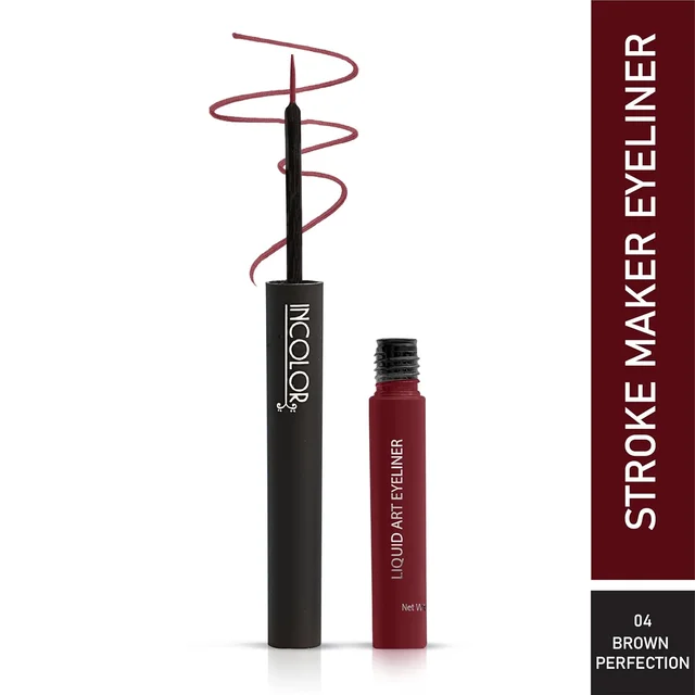 Incolor Stroke Maker Eyeliner Shade 04 Brown Perfection | Intense Matte Finish | Quick Dry & 24HR Long Lasting | Waterproof & Smudgeproof | Fine Tip Precision