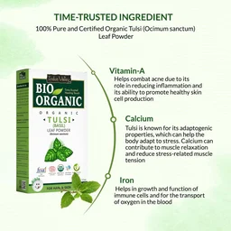 Indus Valley 100% Bio Organic Tulsi Powder 100g | Natural Pure Tulsi Leaf Powder | Herbal Basil Powder for Face Pack, Skin Care, DIY Masks & Natural Beauty Routine