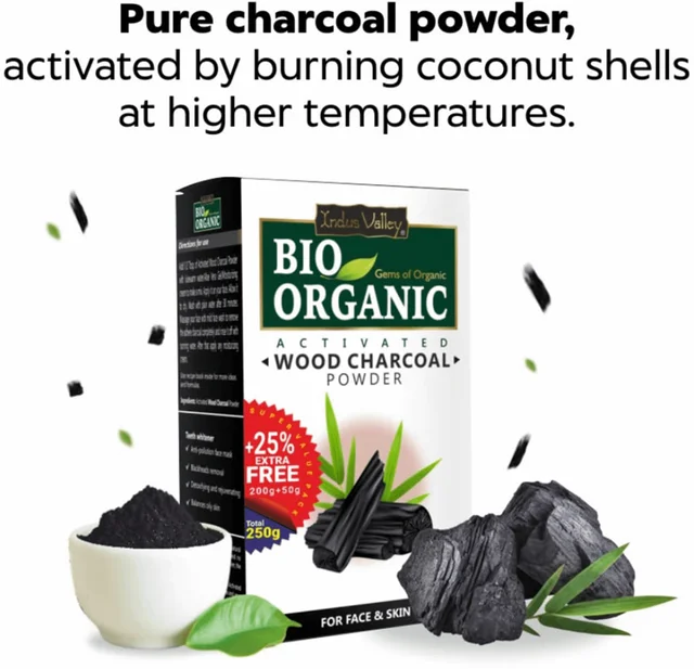 Indus Valley 100% Natural Activated Charcoal Powder 250g | Face & Skin Care | Helps Remove Dead Skin, Dirt & Impurities | Detoxifying Powder for DIY Face Masks
