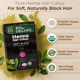 Indus Valley 100% Organic Henna Hair Color 100g | Soft Black Natural Hair Dye Powder | Herbal Henna for Grey Hair Coverage, Hair Conditioning, Shine & Healthy-Looking Hair