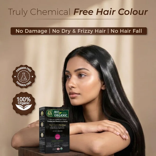Indus Valley 100% Organic Henna Hair Color 100g | Soft Black Natural Hair Dye Powder | Herbal Henna for Grey Hair Coverage, Hair Conditioning, Shine & Healthy-Looking Hair