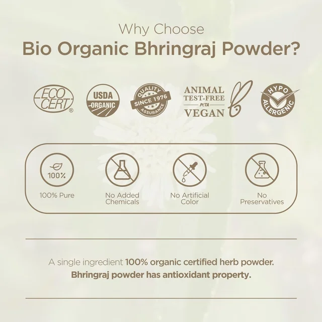 Indus Valley 100% Pure Bhringraj Powder 100g | Natural Preservative-Free Hair Care Powder for Hair Oil, Masks & DIY Packs | For Strong, Shiny & Healthy-Looking Hair