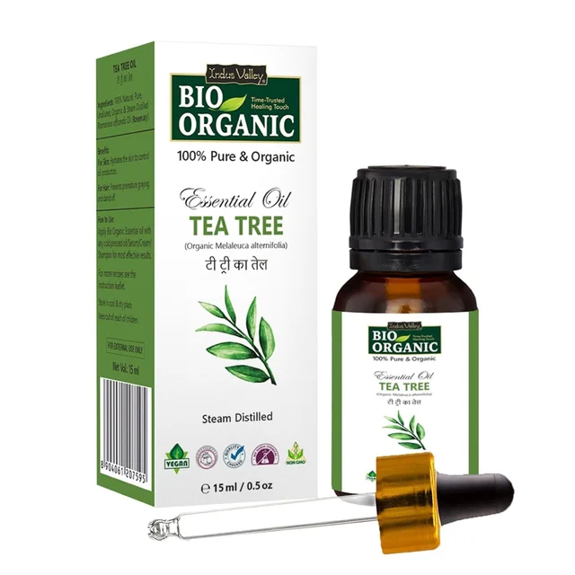 Indus Valley 100% Pure & Organic Tea Tree Essential Oil 15ml | Natural Tea Tree Oil for Skin, Hair & Scalp Care | Aromatherapy, Massage & Everyday Beauty Routine