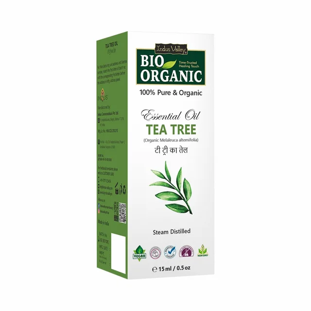 Indus Valley 100% Pure & Organic Tea Tree Essential Oil 15ml | Natural Tea Tree Oil for Skin, Hair & Scalp Care | Aromatherapy, Massage & Everyday Beauty Routine